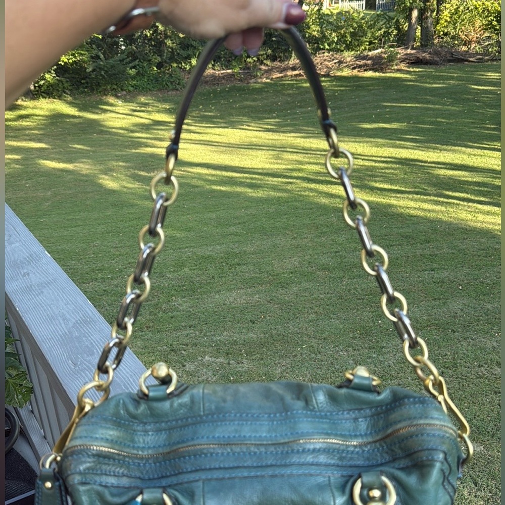 Coach Kristin (14223) Green Leather Hobo Satchel Shoulder Bag (w/twilly)(EUC) - Picture 7 of 17
